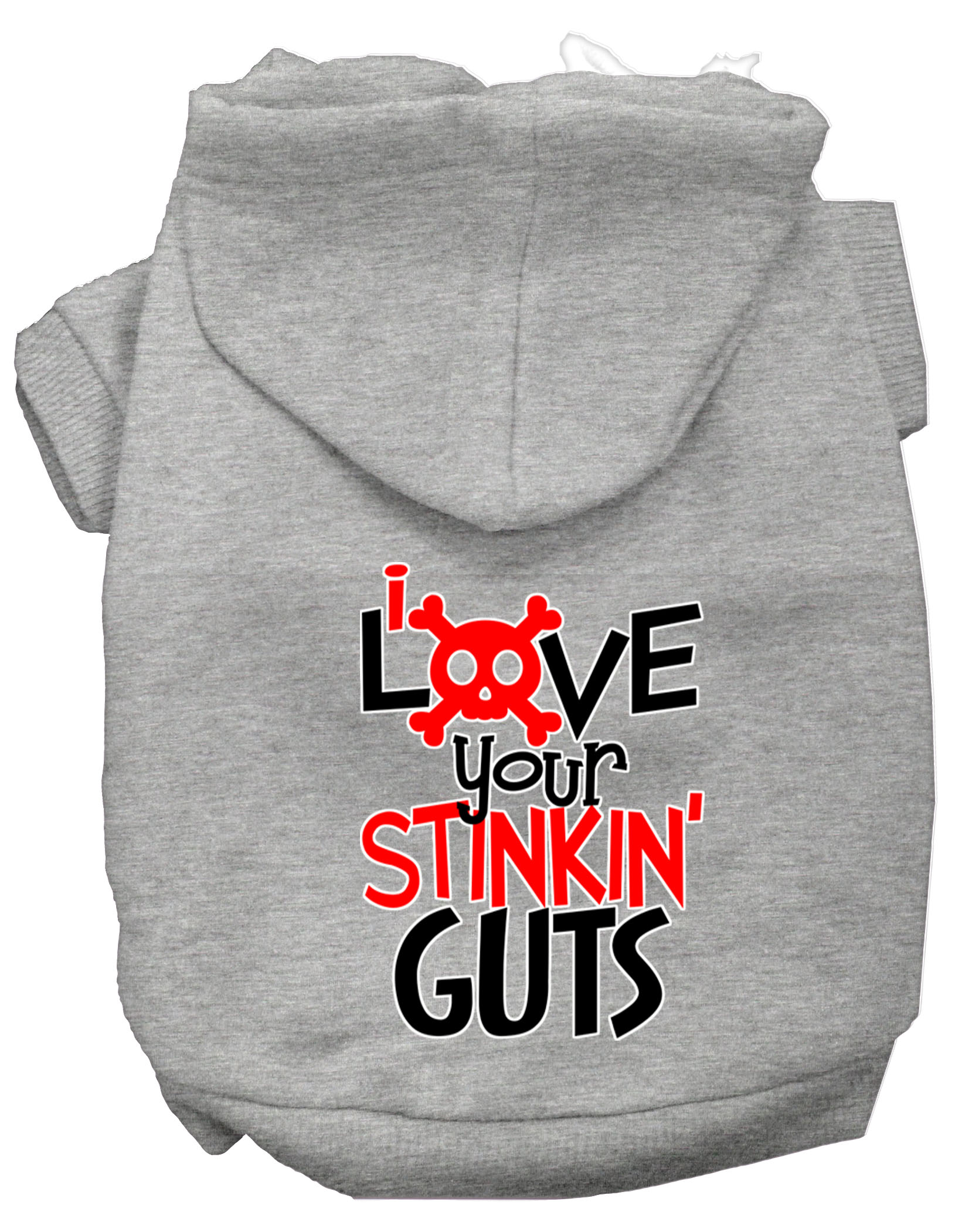 Love your Stinkin Guts Screen Print Dog Hoodie Grey S